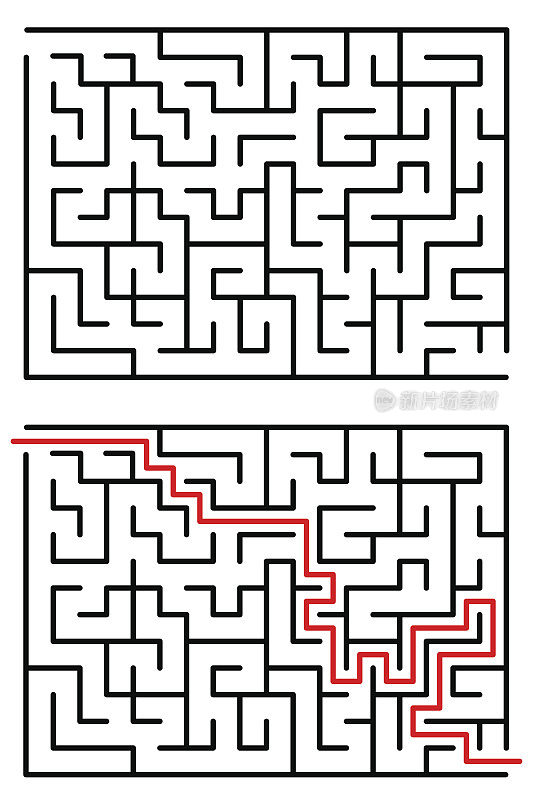 有入口和出口的迷宫/迷宫。矢量图